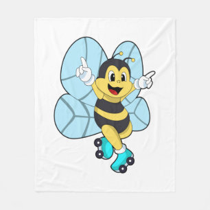 Bee with Roller skates Fleece Blanket