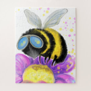 Bee with Sunglasses and Flower Puzzle - Painting