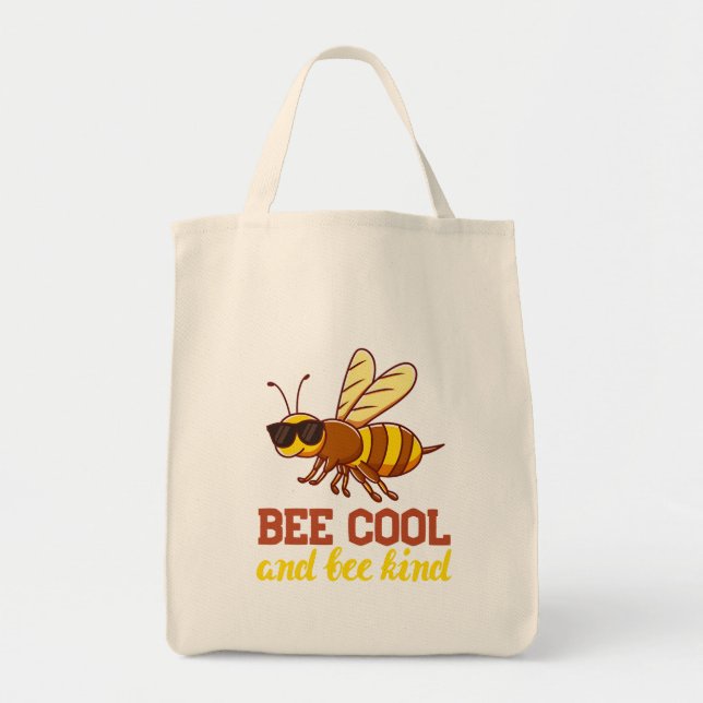 Bee with sunglasses saying Bee Cool  Tote Bag (Front)