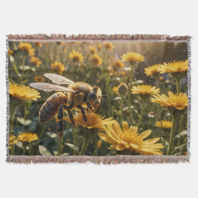 Bee with the dandelions throw blanket (Front)