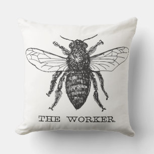 Bee Worker Honey Black Bumblebee Cushion