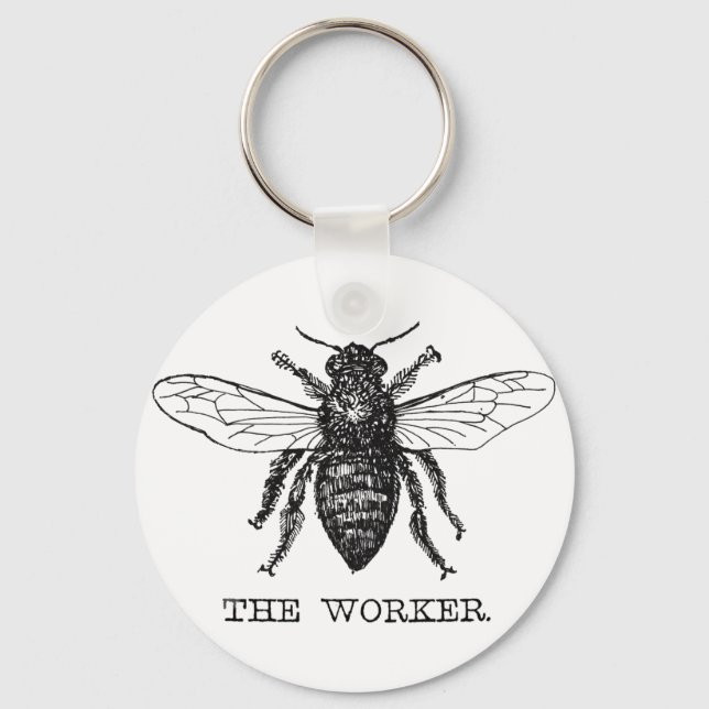 Bee Worker Honey Black Bumblebee Key Ring (Front)