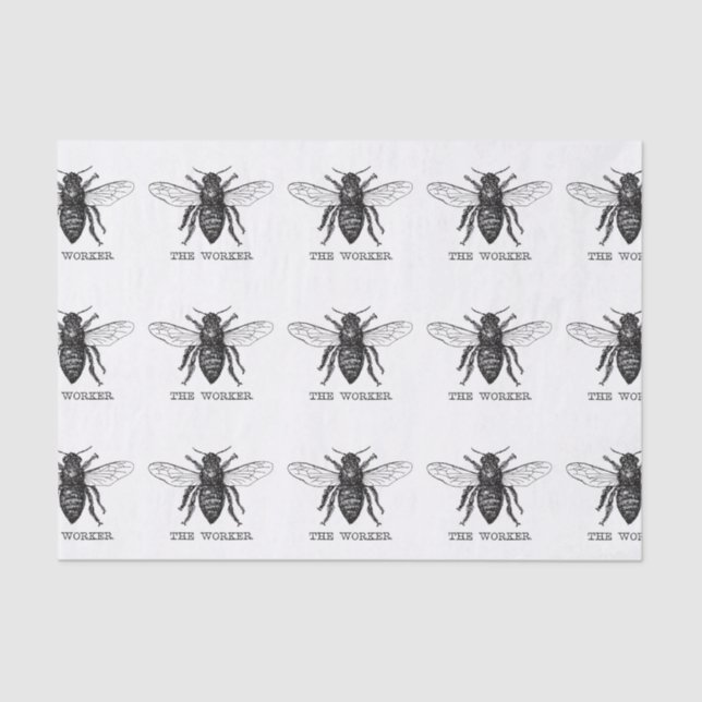 Bee Worker Honey Black Bumblebee Tissue Paper (Front)