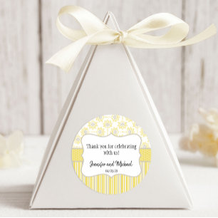 Bee Yellow and Grey Geometric Classic Round Sticker