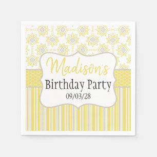 Bee Yellow and Grey Geometric Napkin