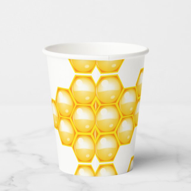 Bee Yellow Honeycomb  Paper Cups (Right)