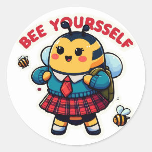 Bee Yourself - Cute Bee Back To School Character Classic Round Sticker