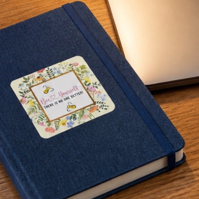 Bee Yourself Motivational Square Sticker (Creator Uploaded)
