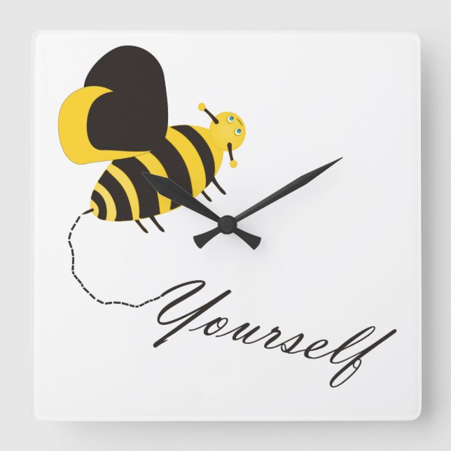 Bee Yourself Square Wall Clock (Front)