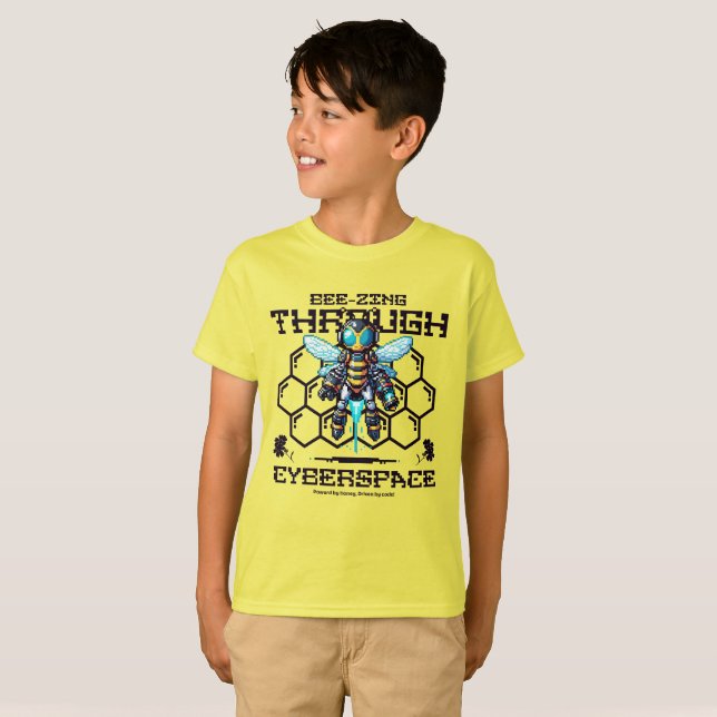 Bee-zing Through Cyberspace - Robotic Bee T-Shirt (Front Full)