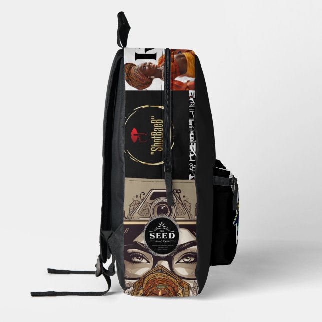 "Beeat$andBull$hit"  Printed Backpack (Left)