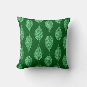 Beech Leaf Chalk Print, Deep Emerald Green Cushion