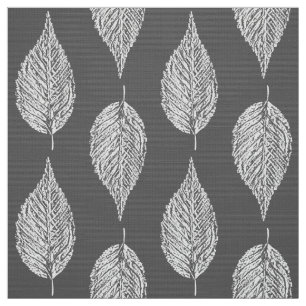 Beech Leaf Chalk Print, Grey / Grey and White Fabric