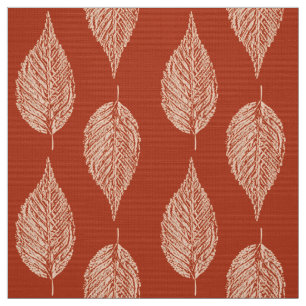 Beech Leaf Chalk Print, Mandarin Orange Fabric