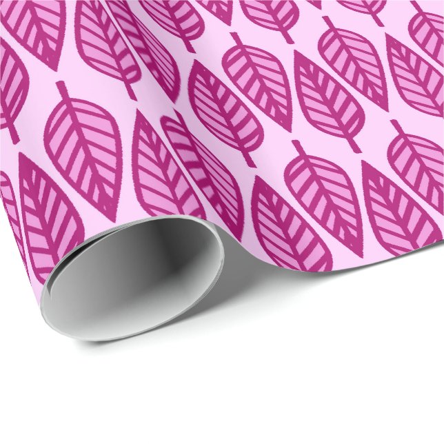 Beech leaf pattern - Burgundy wine and pink Wrapping Paper (Roll Corner)