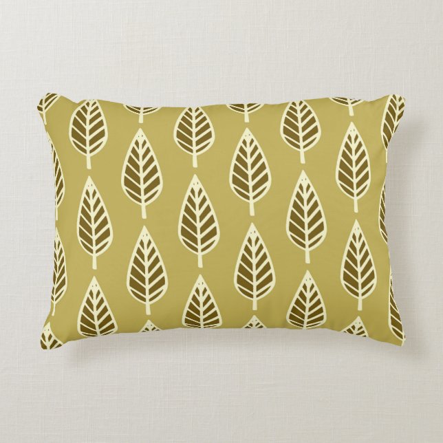 Beech leaf pattern - Camel tan and brown Decorative Cushion (Front)