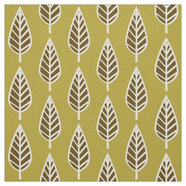 Beech leaf pattern - Camel tan and brown Fabric (Swatch)