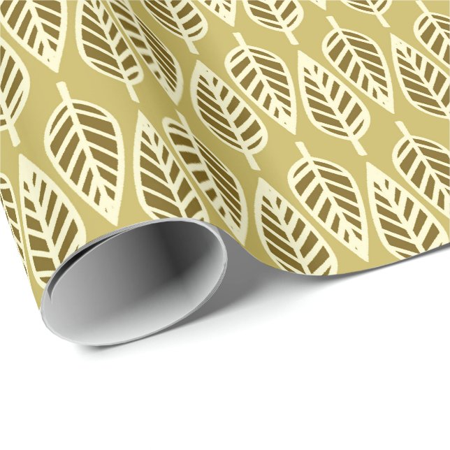 Beech leaf pattern - Camel tan and brown Wrapping Paper (Roll Corner)