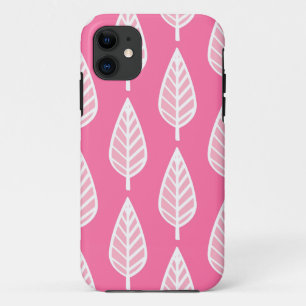 Beech leaf pattern - Florescent pink and white Case-Mate iPhone Case