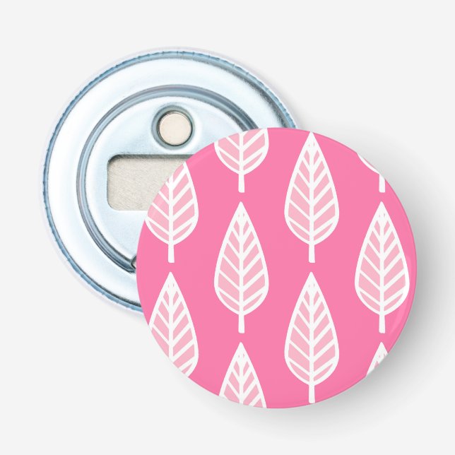 Beech leaf pattern - Hot pink and white Bottle Opener (Front)