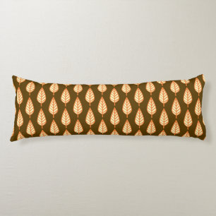 Beech leaf pattern - Orange and brown Body Cushion
