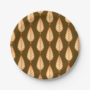 Beech leaf pattern - Orange and brown Paper Plate