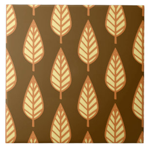 Beech leaf pattern - Orange and brown Tile