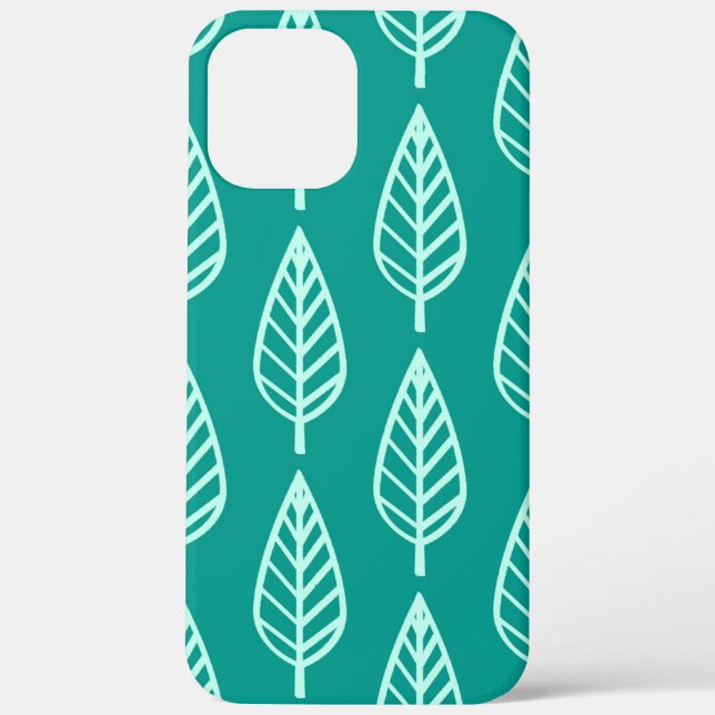 Beech leaf pattern - Peacock and aqua Case-Mate iPhone Case (Back)