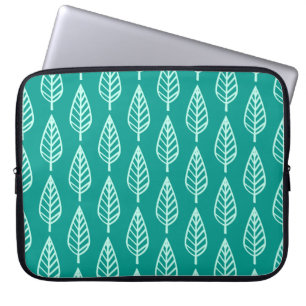 Beech leaf pattern - Peacock and aqua Laptop Sleeve