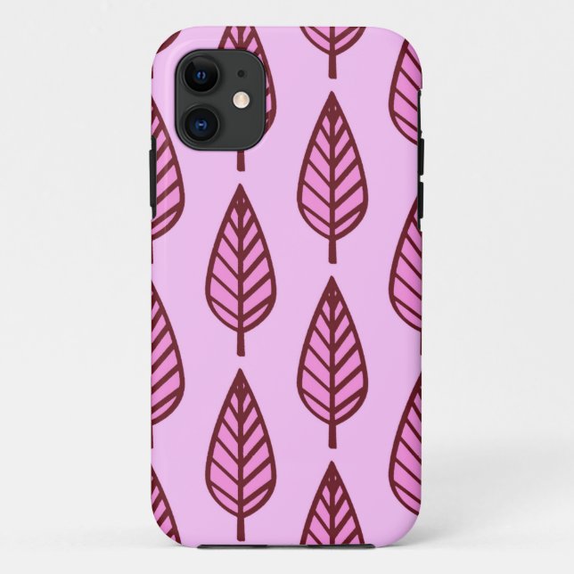 Beech leaf pattern - pink and bordeaux Case-Mate iPhone case (Back)