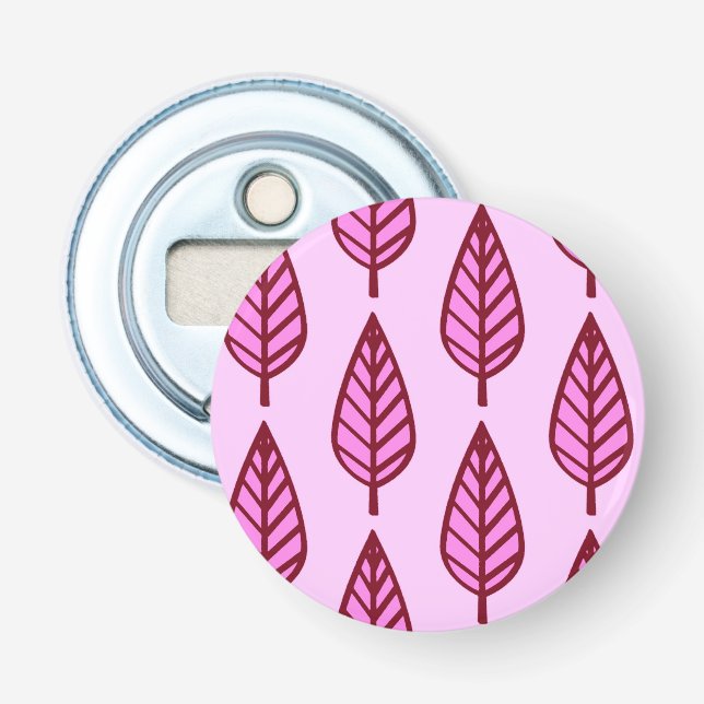 Beech leaf pattern - pink and burgundy bottle opener (Front)