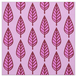 Beech leaf pattern - pink and burgundy fabric