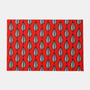 Beech Leaf Pattern, Red, Black and Grey / Grey Doormat