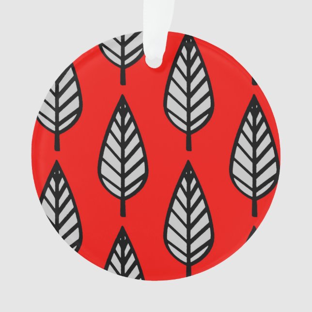 Beech leaf pattern - Red, black and grey / grey Ornament (Front)