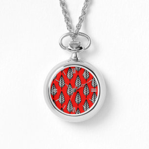 Beech leaf pattern - Red, black and grey / grey Watch