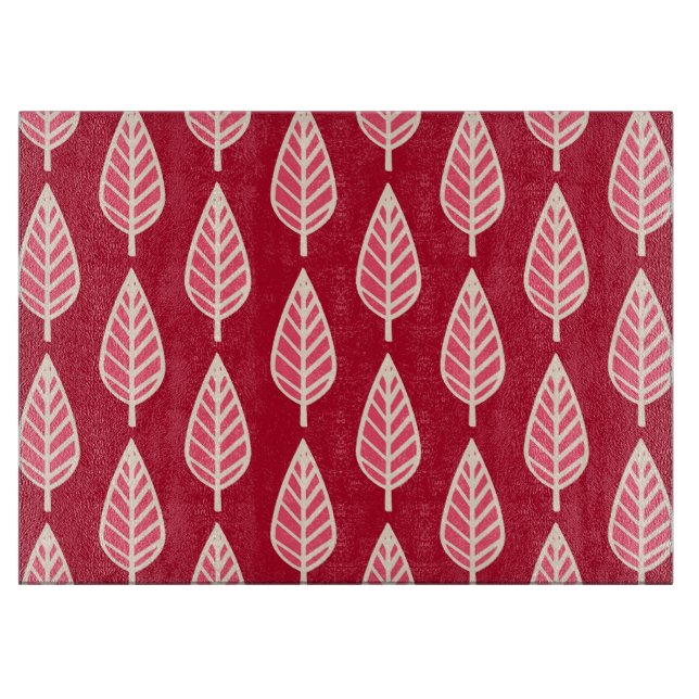 Beech leaf pattern - Ruby red and cream Cutting Board (Front)