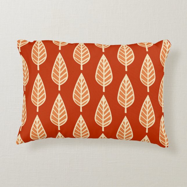 Beech leaf pattern - Shades of mandarin orange Decorative Cushion (Back)