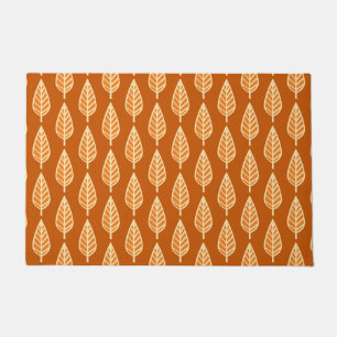 Beech Leaf Pattern, Shades of Mandarin Orange Doormat