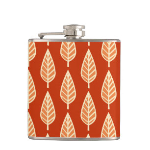 Beech leaf pattern - Shades of mandarin orange Hip Flask