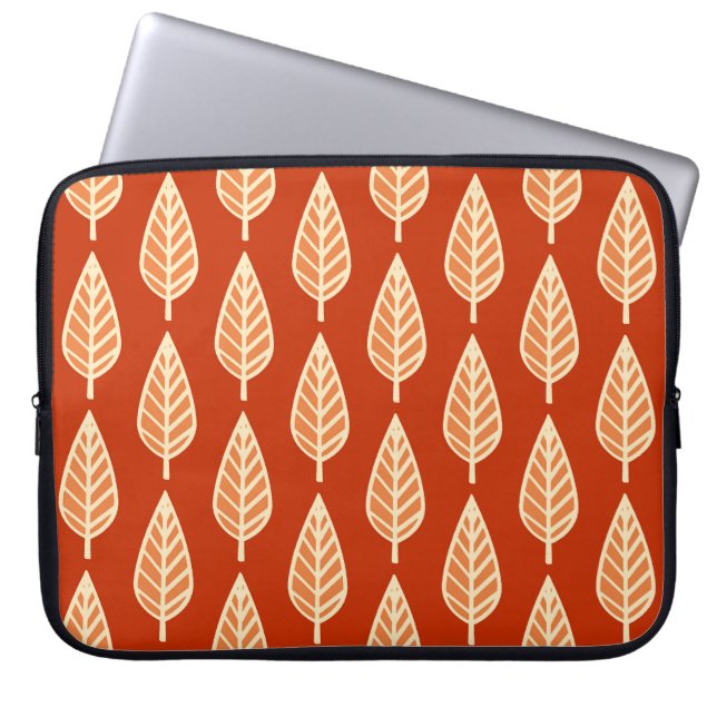 Beech leaf pattern - Shades of mandarin orange Laptop Sleeve (Front)