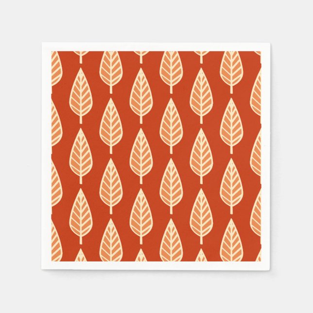Beech leaf pattern - Shades of mandarin orange Napkin (Front)