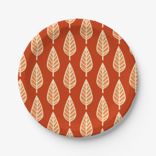 Beech leaf pattern - Shades of mandarin orange Paper Plate