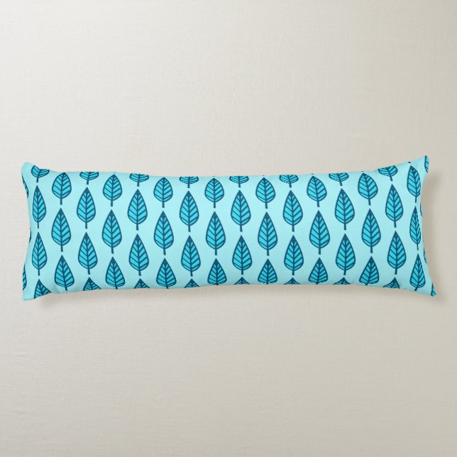 Beech leaf pattern - Shades of sky blue Body Cushion (Back)
