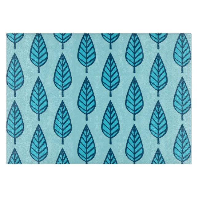 Beech leaf pattern - Shades of sky blue Cutting Board (Front)