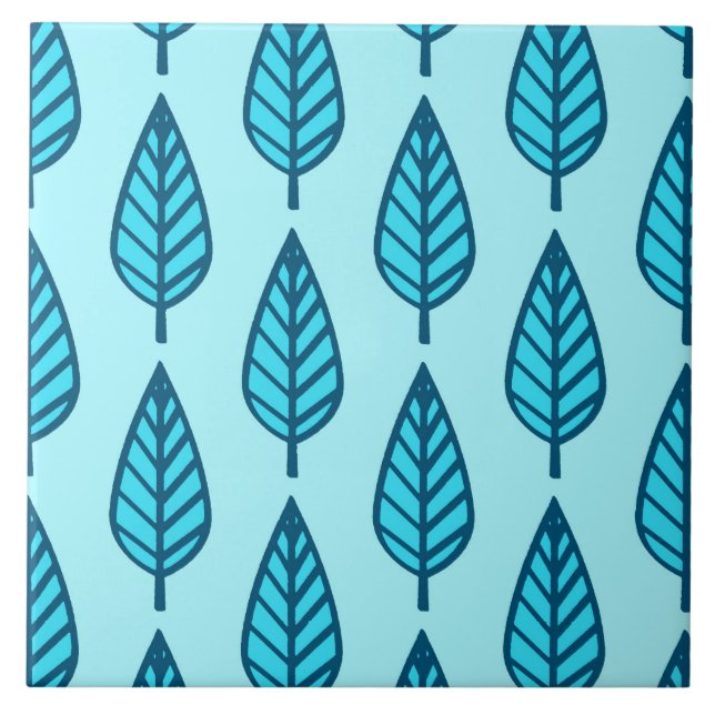 Beech leaf pattern - Shades of sky blue Tile (Front)