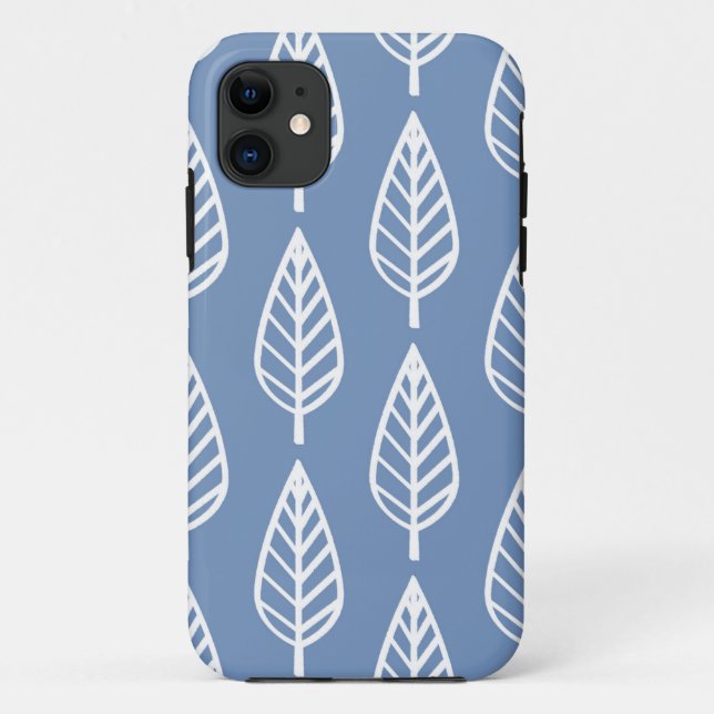 Beech leaf pattern - Sky blue and white Case-Mate iPhone Case (Back)
