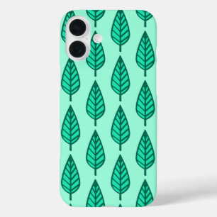 Beech leaf pattern - Turquoise and aqua iPhone 16 Plus Case