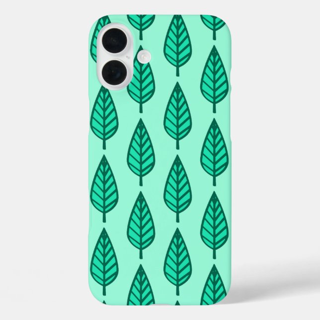 Beech leaf pattern - Turquoise and aqua Case-Mate iPhone Case (Back)
