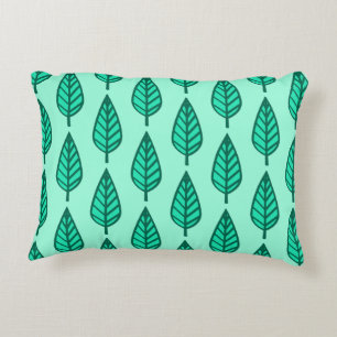 Beech leaf pattern - Turquoise and aqua Decorative Cushion