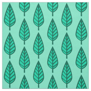 Beech leaf pattern - Turquoise and aqua Fabric